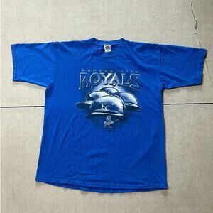2000s Vintage Kansas City Royals Helmet Blue T Shirt Size XL